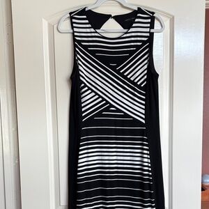 White House Black Market Black and White Striped Maxi Dress